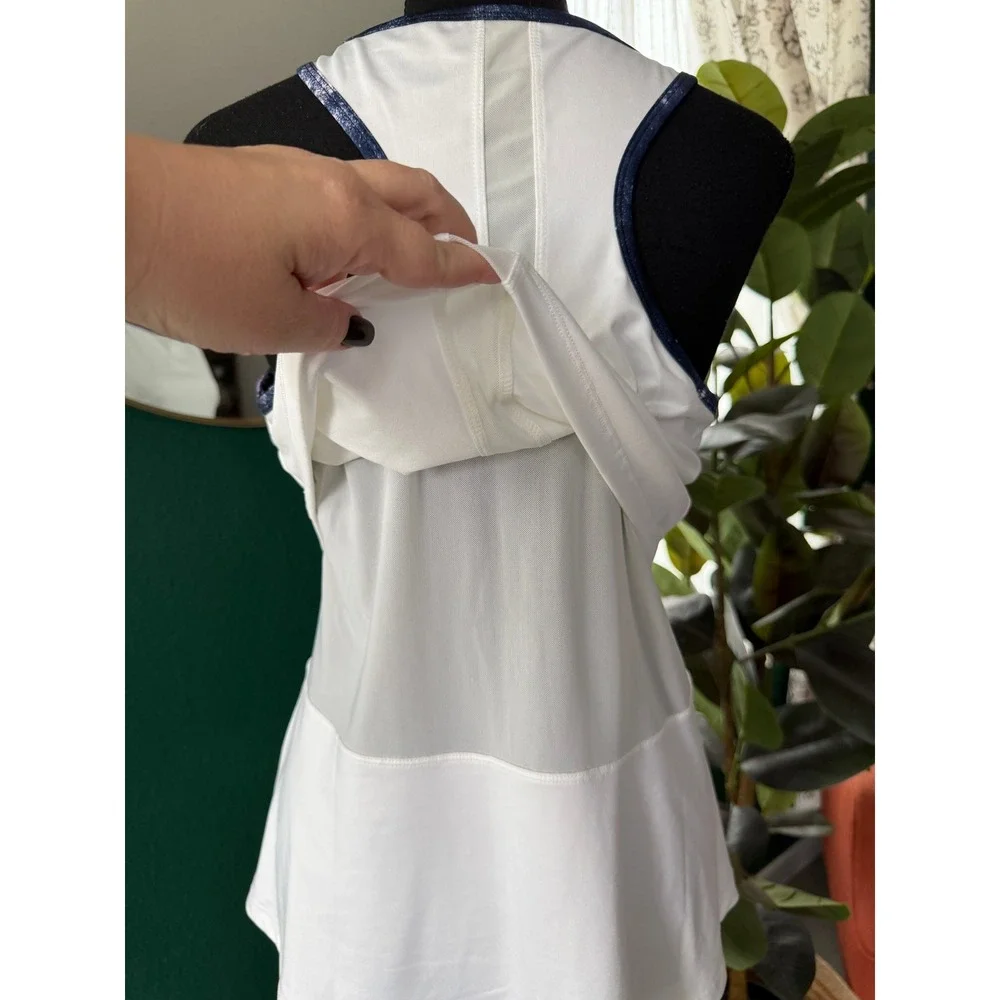 Tail Activewear Layered Mesh Racerback Tennis Tank Top Womens L White Preppy - Picture 5 of 8